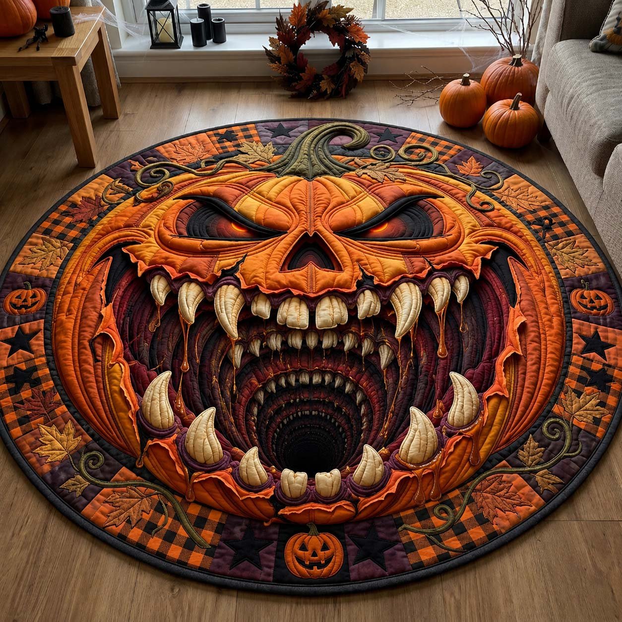 Pumpkin Abyss Round Mat Rug - Nature Design | Serene Home Decor