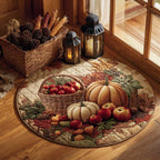Pumpkin Basket Halloween Round Mat Rug - washable non-slip printed rug