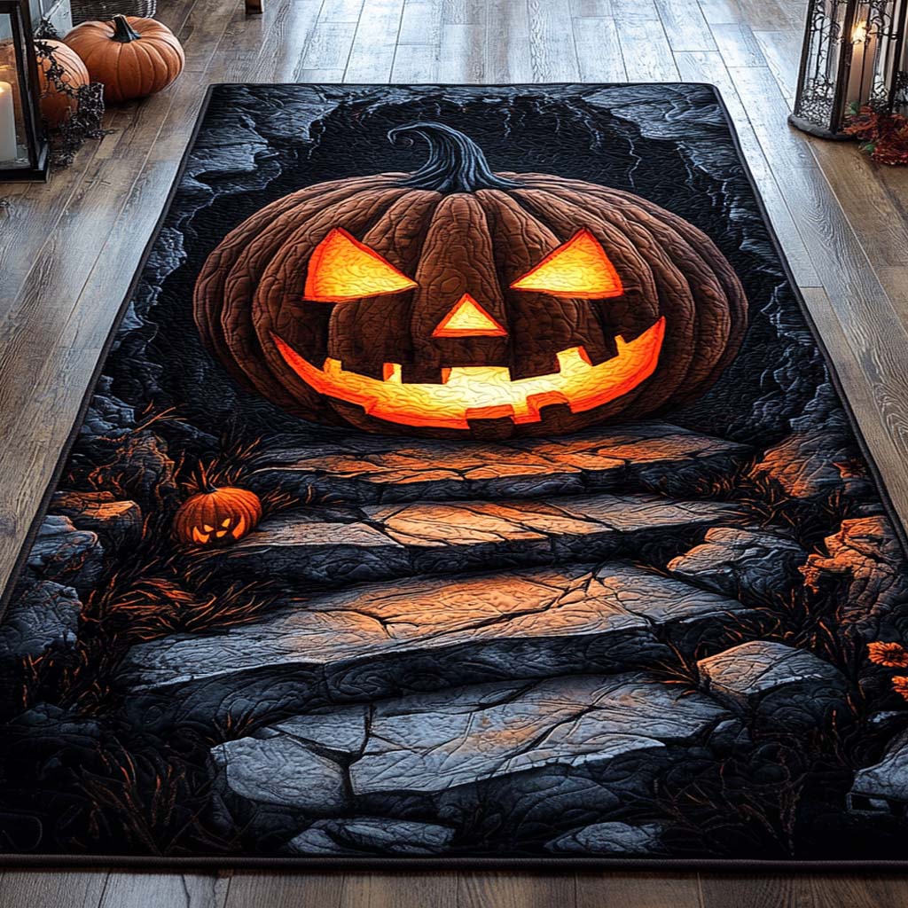 Pumpkin Blaze area rug in a living room
