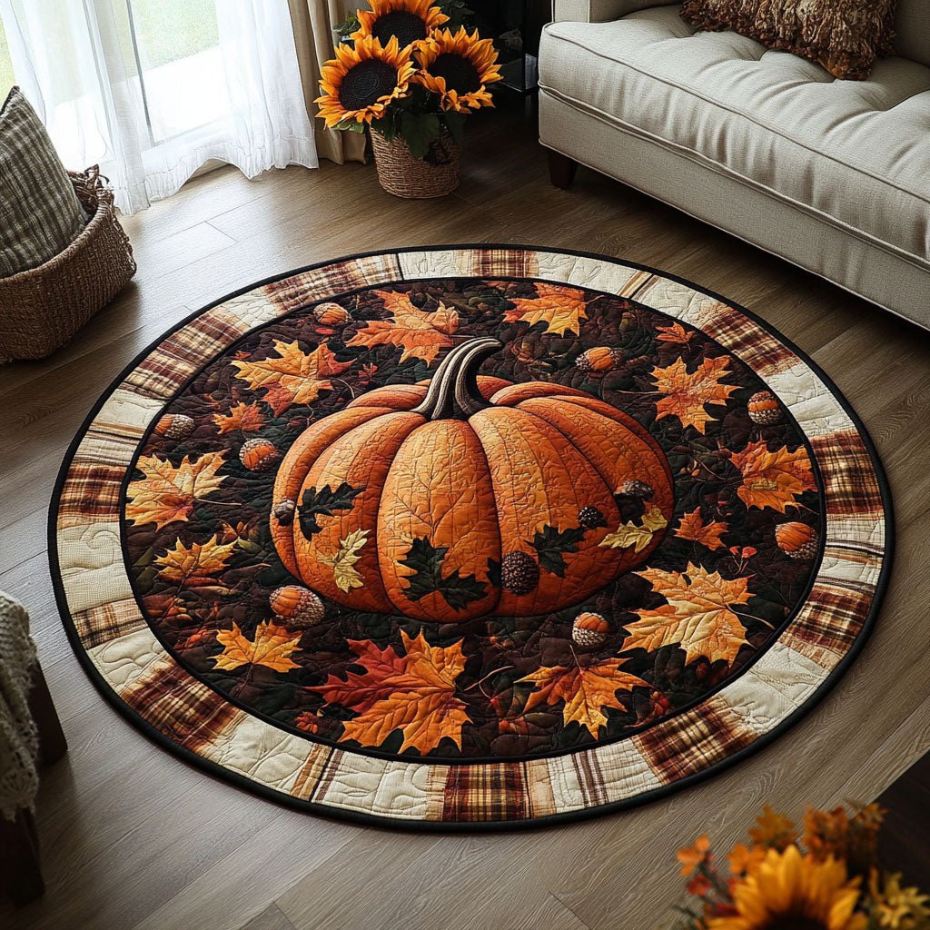 Pumpkin Bliss Halloween Round Mat Rug - washable non-slip printed rug