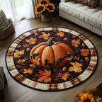 Pumpkin Bliss Halloween Round Mat Rug - washable non-slip printed rug