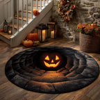 Pumpkin Cavern Halloween Round Mat Rug - washable non-slip printed rug