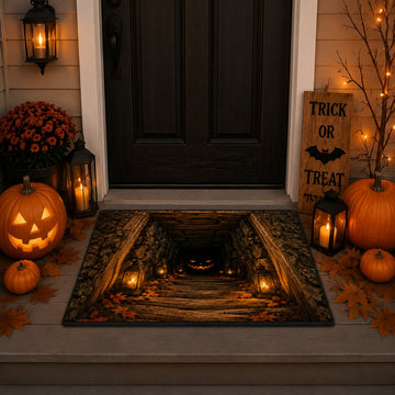 Pumpkin Cellar Halloween Doormat - Non-Slip Washable Welcome Mat for Front Door & Entryway
