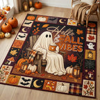 Pumpkin Chair Ghost area rug in a living room