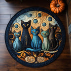 Pumpkin Companions Halloween Round Mat Rug - washable non-slip printed rug