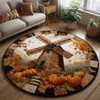 Pumpkin Dreams Halloween Round Mat Rug - washable non-slip printed rug