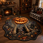 Pumpkin Eclipse Custom Shape Area Rug - Seasonal Design | Die-Cut Non-Slip Rug - washable non-slip printed rug
