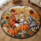 Pumpkin Friends Halloween Round Mat Rug - washable non-slip printed rug