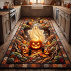 Pumpkin Ghost Runner Rug - Seasonal Design | Festive Runner Rug - washable non-slip printed rug