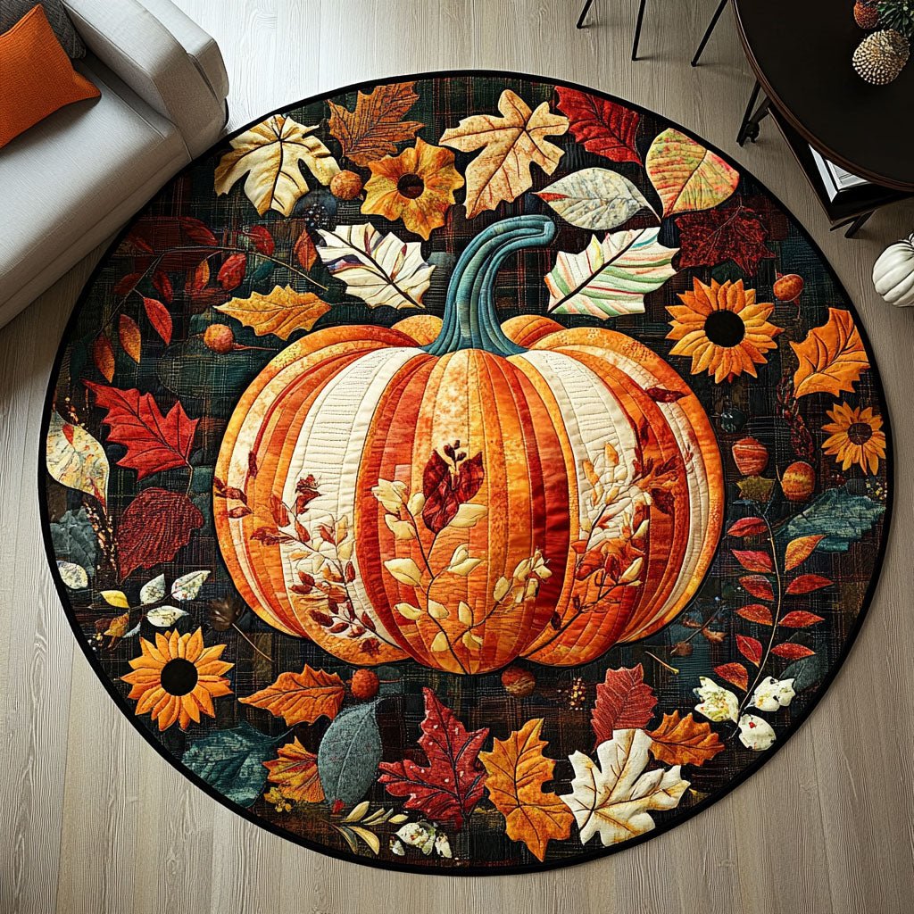 Pumpkin Glow Round Mat Rug - Nature Design | Serene Home Decor