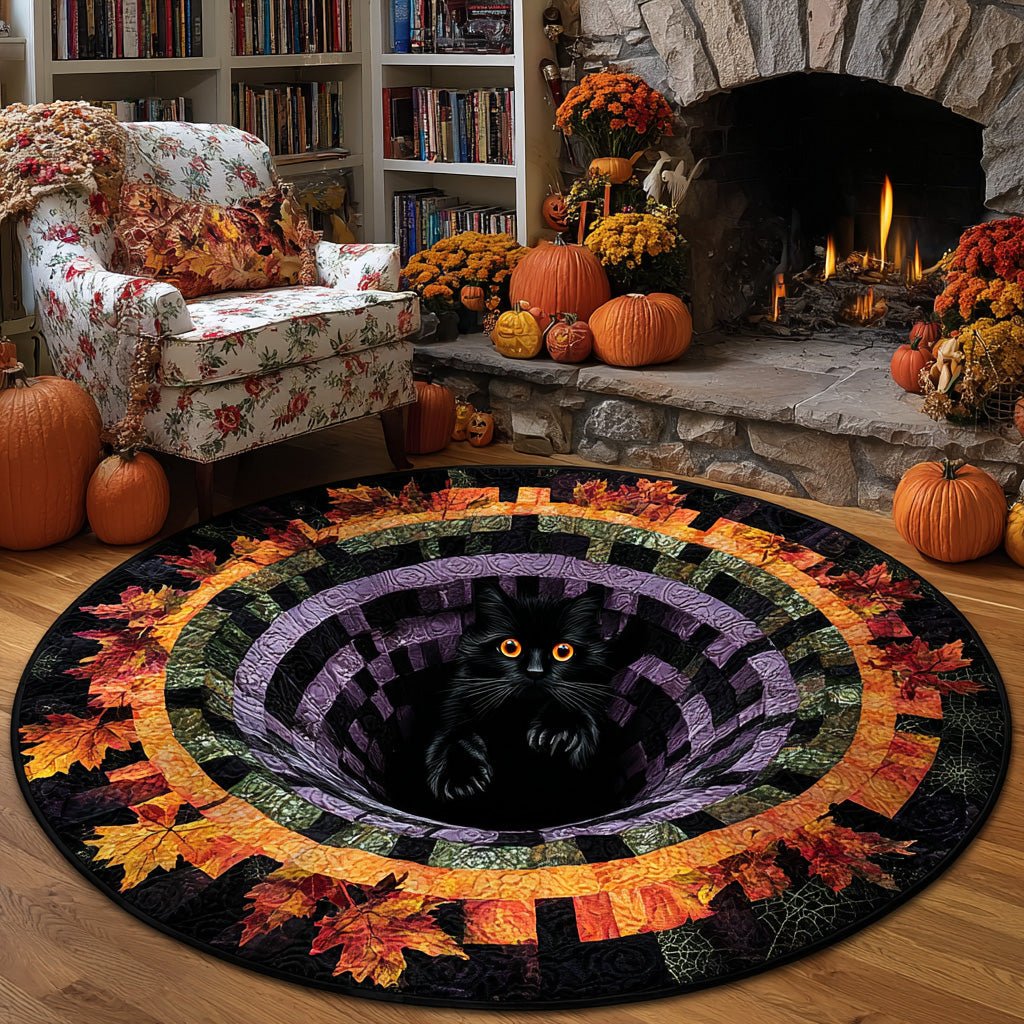 Pumpkin Glow Halloween Round Mat Rug - washable non-slip printed rug