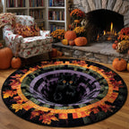 Pumpkin Glow Halloween Round Mat Rug - washable non-slip printed rug