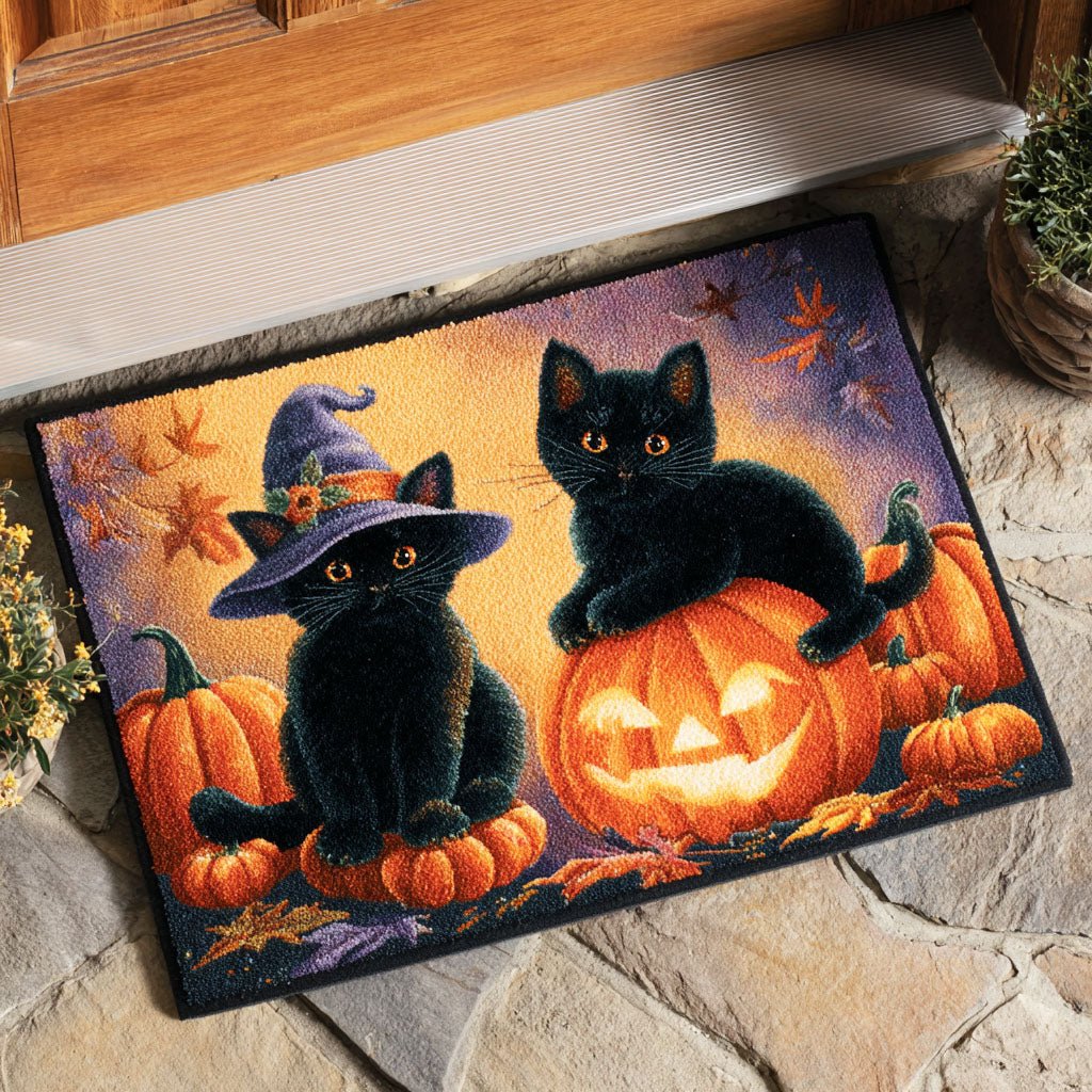 Pumpkin Glow Watcher Doormat - Seasonal Holiday Design | Printed Welcome Doormat