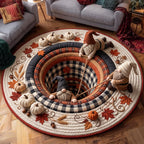 Pumpkin Gnome Round Mat Rug - Seasonal Design | Festive Home Decor - washable non-slip printed rug
