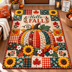 Pumpkin Harvest area rug in a living room