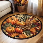 Pumpkin Harvest Halloween Round Mat Rug - washable non-slip printed rug