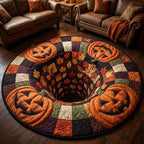 Pumpkin Hole Halloween Round Mat Rug - washable non-slip printed rug
