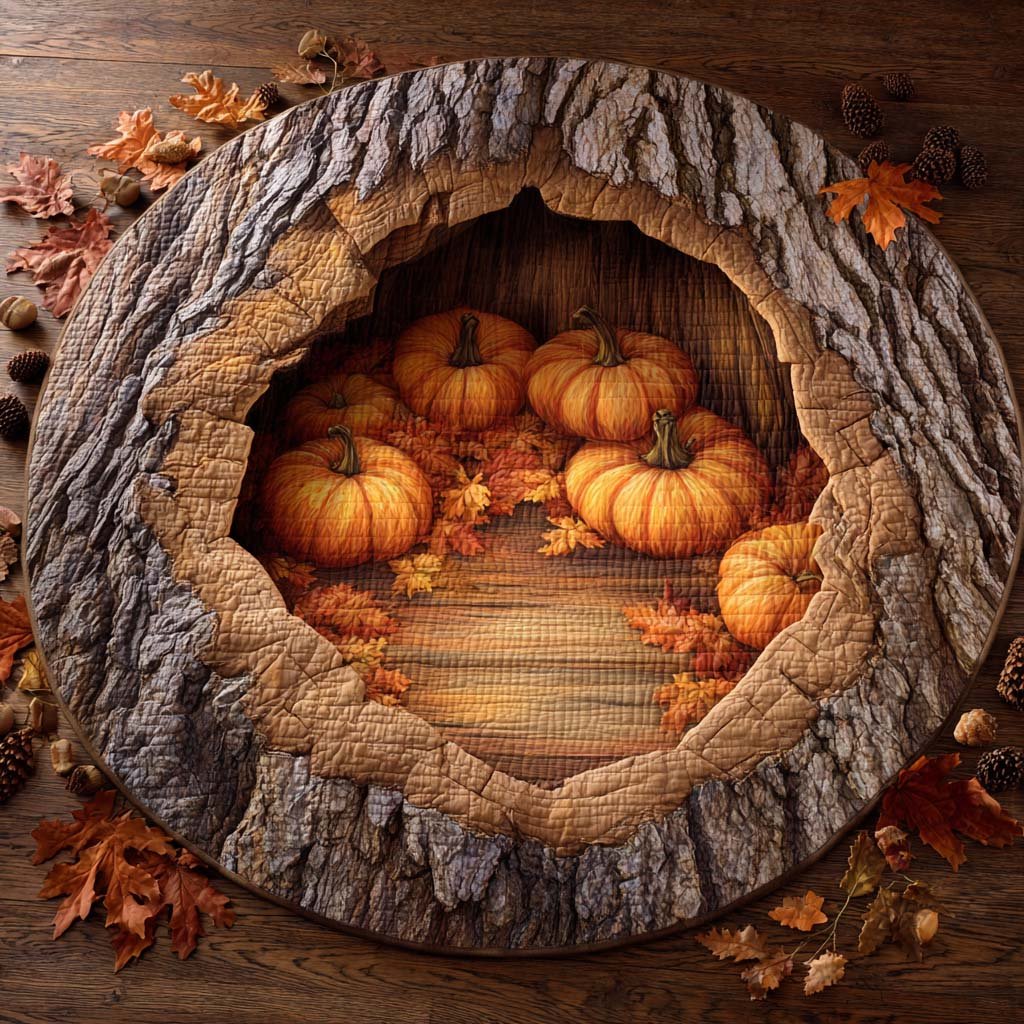 Pumpkin Hollow Round Mat Rug - Nature Design | Serene Home Decor