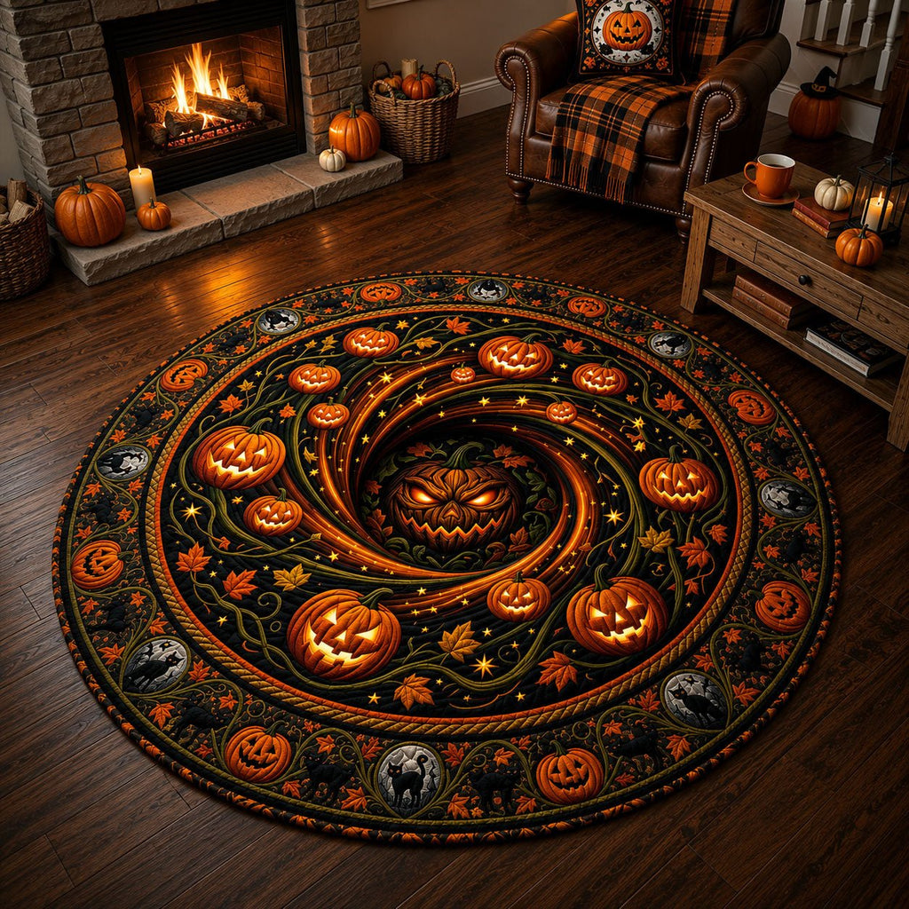 Pumpkin King Vortex Round Mat Rug - Nature Design | Serene Home Decor