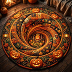Pumpkin Kingdom Halloween Round Mat Rug - washable non-slip printed rug