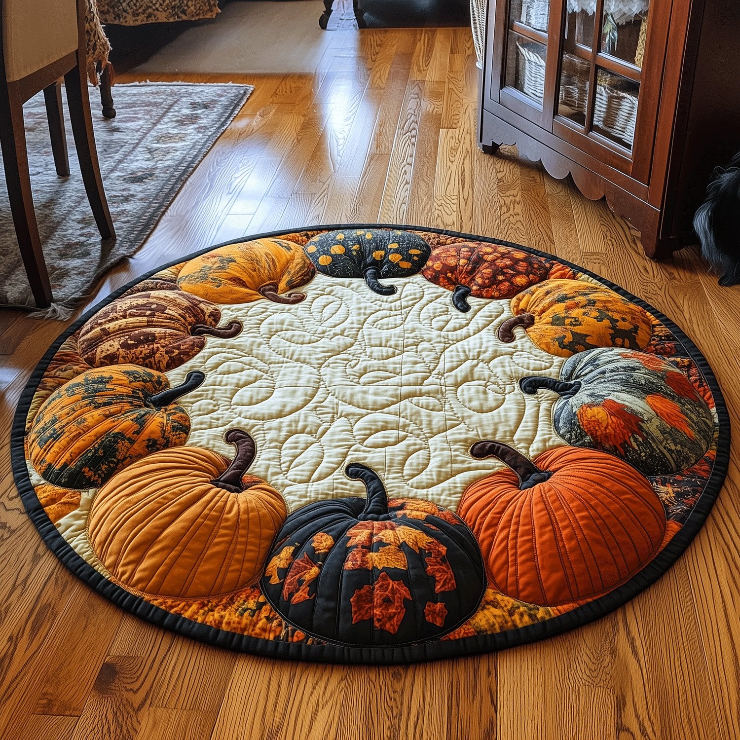 Pumpkin Magic Round Mat Rug - Nature Design | Serene Home Decor