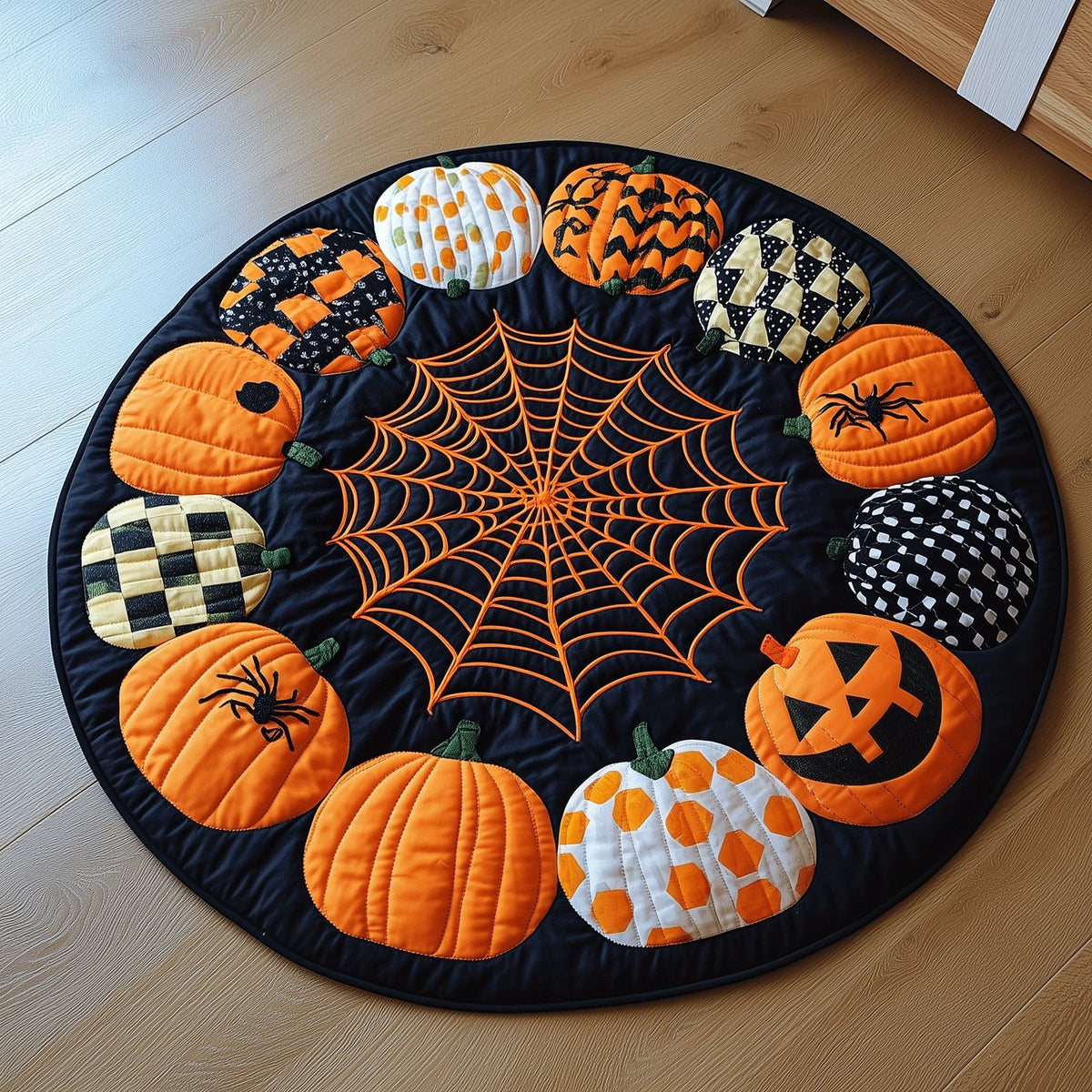 Pumpkin Magic Halloween Round Mat Rug - washable non-slip printed rug
