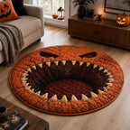 Pumpkin Maw Halloween Round Mat Rug - washable non-slip printed rug