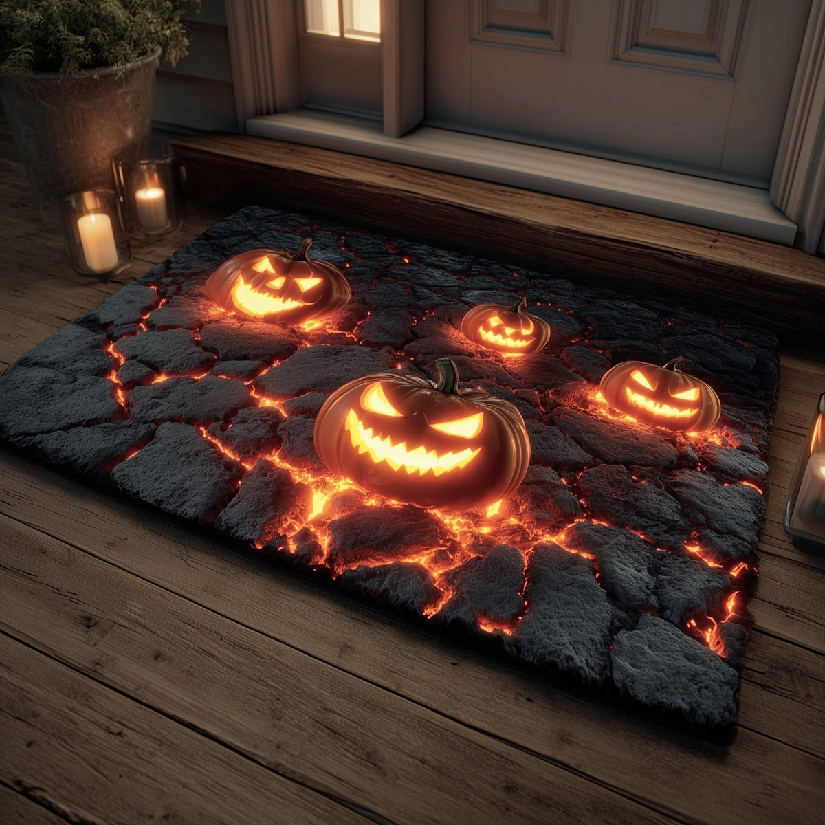 Pumpkin Nightmare Doormat - Seasonal Holiday Design | Printed Welcome Doormat