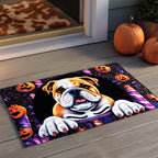 Pumpkin Party Bulldog Doormat - Seasonal Holiday Design | Printed Welcome Doormat