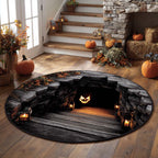 Pumpkin Passage Halloween Round Mat Rug - washable non-slip printed rug