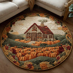 Pumpkin Patch Bliss Halloween Round Mat Rug - washable non-slip printed rug