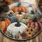 Pumpkin Patch Halloween Round Mat Rug - washable non-slip printed rug