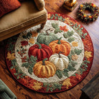 Pumpkin Patch Halloween Round Mat Rug - washable non-slip printed rug