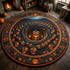 Pumpkin Patch Sinkhole Halloween Round Mat Rug - washable non-slip printed rug