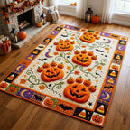 Pumpkin Paws area rug in a living room