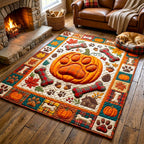 Pumpkin Paws area rug in a living room