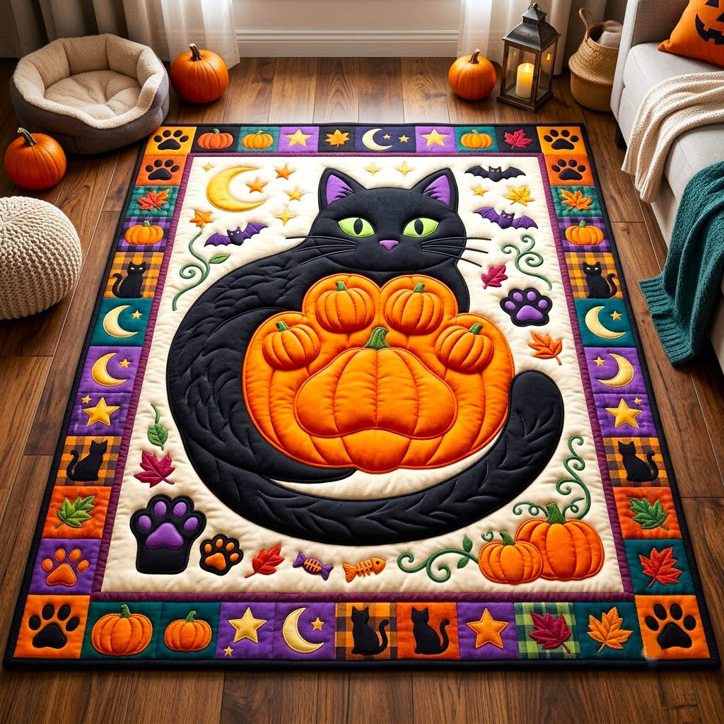 Pumpkin Paws area rug in a living room