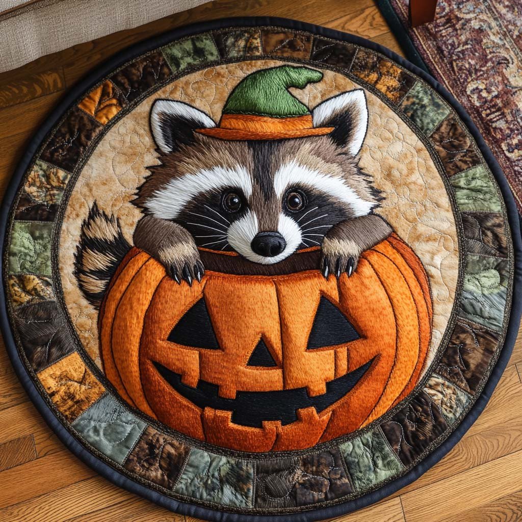 Pumpkin Peek Round Mat Rug - Nature Design | Serene Home Decor