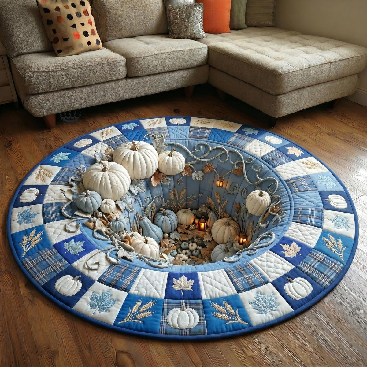 Pumpkin Pit Halloween Round Mat Rug - washable non-slip printed rug