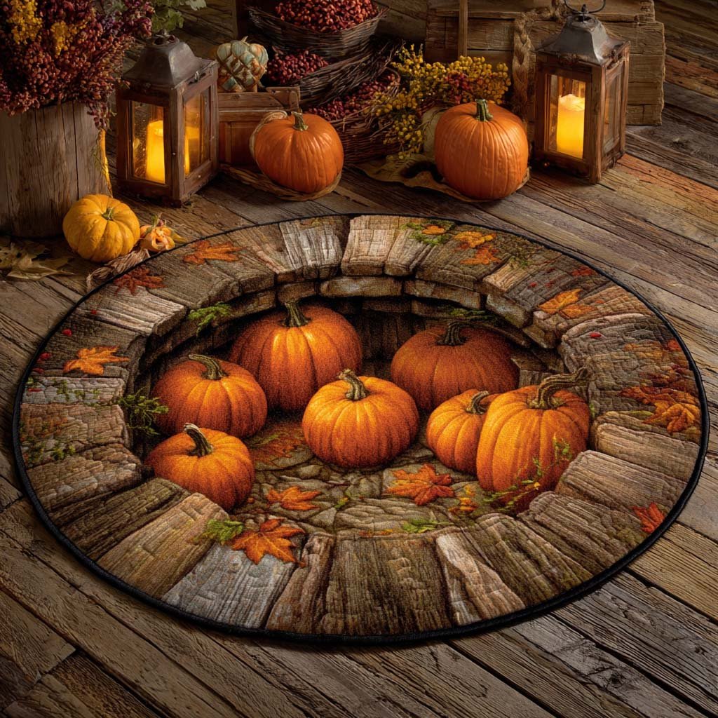 Pumpkin Pit Round Mat Rug - Nature Design | Serene Home Decor