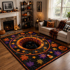 Pumpkin Portal area rug in a living room