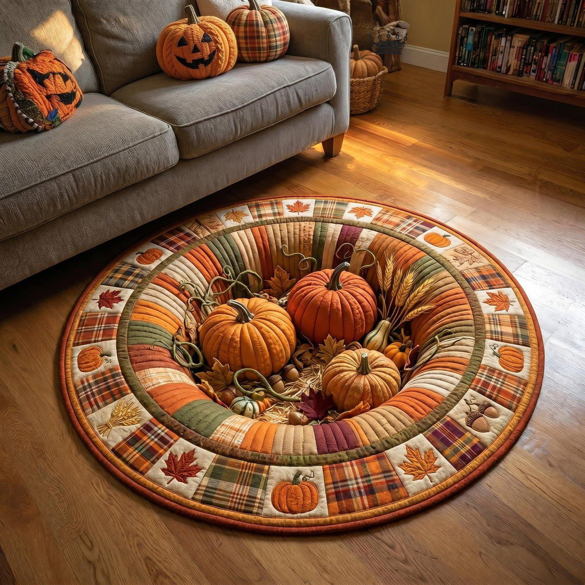 Pumpkin Portal Halloween Round Mat Rug - washable non-slip printed rug