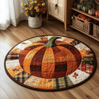 Pumpkin Row Halloween Round Mat Rug - washable non-slip printed rug