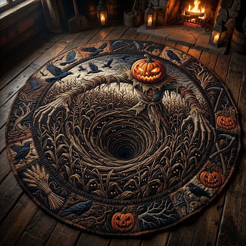 Pumpkin Scarecrow God Halloween Round Mat Rug - washable non-slip printed rug