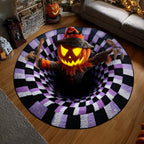 Pumpkin Scarecrow Round Mat Rug - Nature Design | Serene Home Decor
