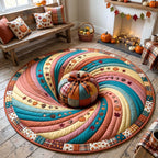 Pumpkin Season Halloween Round Mat Rug - washable non-slip printed rug