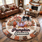Pumpkin Season Halloween Round Mat Rug - washable non-slip printed rug