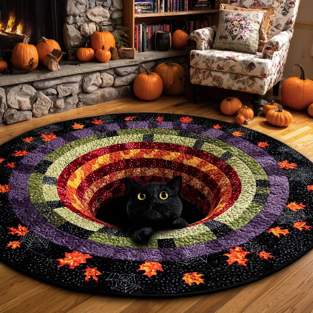Pumpkin Shadow Halloween Round Mat Rug - washable non-slip printed rug