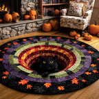 Pumpkin Shadow Halloween Round Mat Rug - washable non-slip printed rug