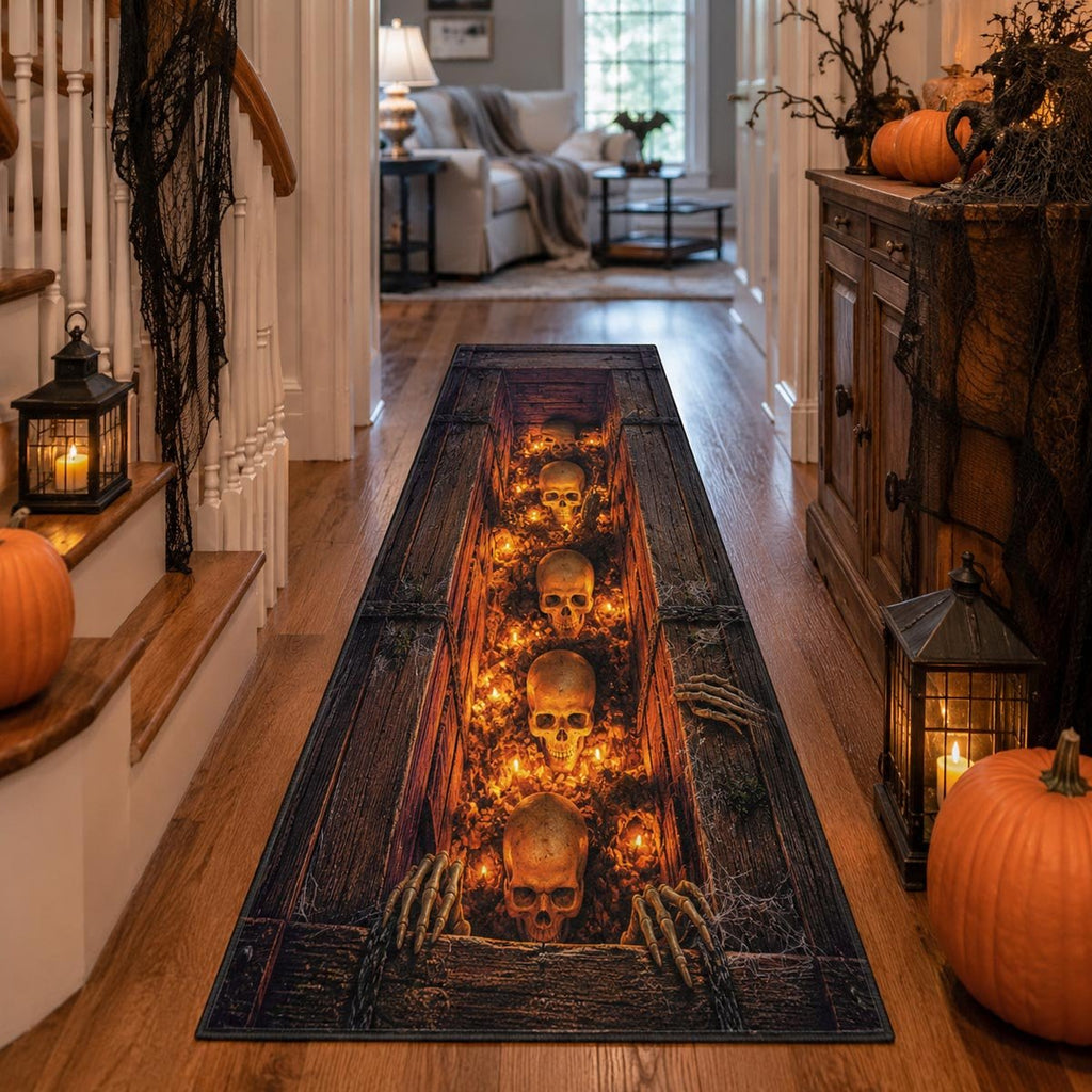 Pumpkin Skull Rift Runner Carpet Runner Rug - Cute Pet Design | Animal Printed Runner Rug